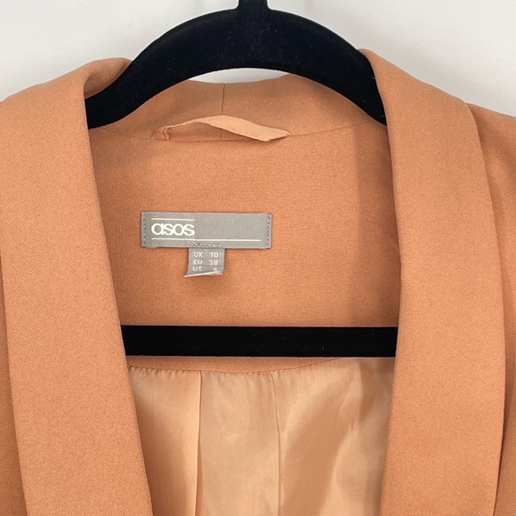 ASOS Peach Single Button Boss Babe Shawl Collar 3/4 Sleeve Classic Blazer 6 - Picture 5 of 15